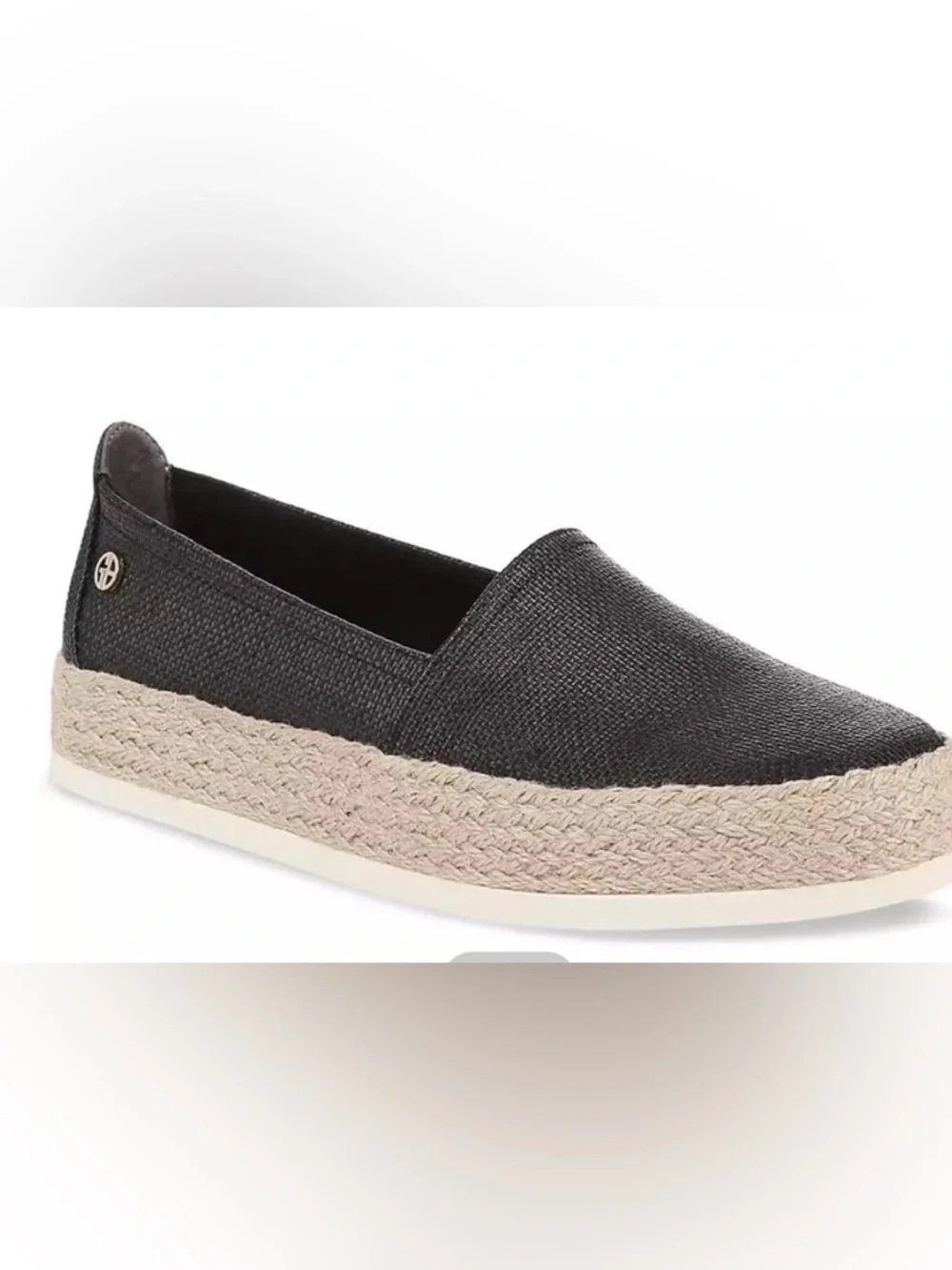 Arche Black Slip-On Espadrille with Braided‎ Jute Platform